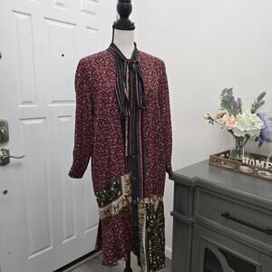 Nº21 Gilmar Printed Silk Patchwork Chemisier Dress L Asymmetrical Luxury Runway